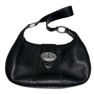 Brighton Franki Black Pebbled Leather Hobo Purse Shoulder‎ Bag Quality Designer